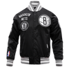Mens Brooklyn Nets Retro Classic Rib Satin Jacket
