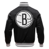 Mens Brooklyn Nets Retro Classic Rib Satin Jacket