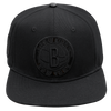 Mens Brooklyn Nets Classic Triple Black Snapback Cap
