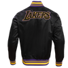 Mens Los Angeles Lakers Retro Classic Rib Satin Jacket