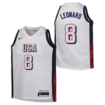 Junior Kawhi Leonard USA Home White Jersey