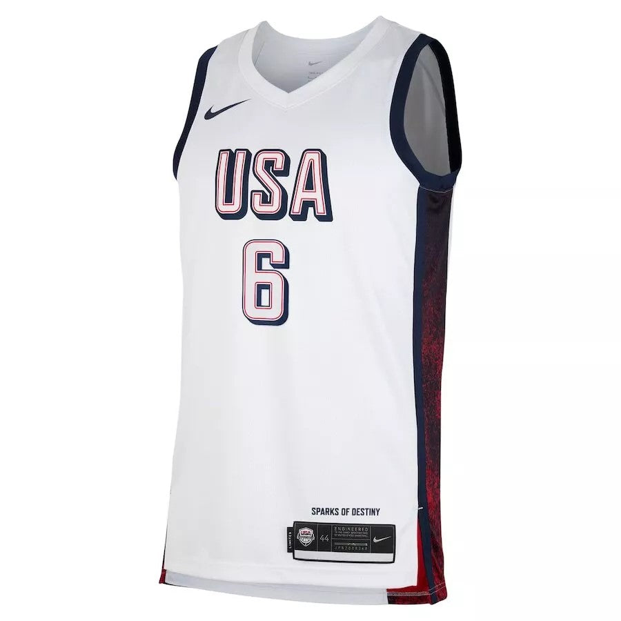 Junior Lebron James USA Home White Jersey