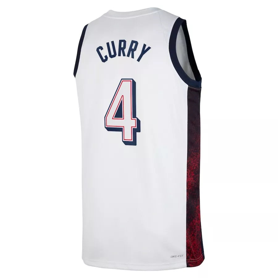 Mens Steph Curry USA Home White Jersey