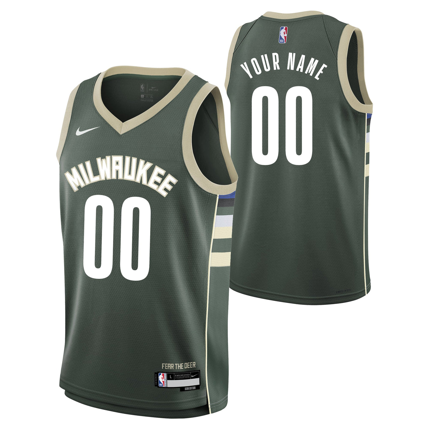 Junior Milwaukee Bucks Blank Icon Swingman Replica Custom Jersey